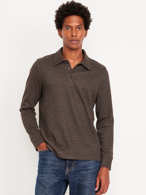 Polo en tricot côtelé - Brun