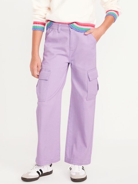 Baggy Cargo Pants for Girls - Purple