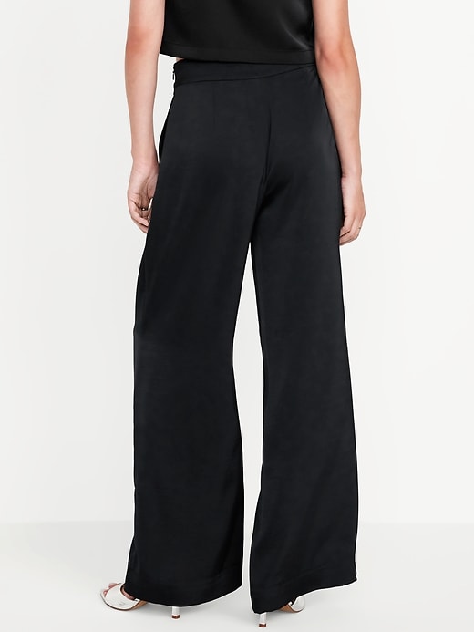 Image number 2 showing, High-Waisted Satin Super Wide-Leg Pants