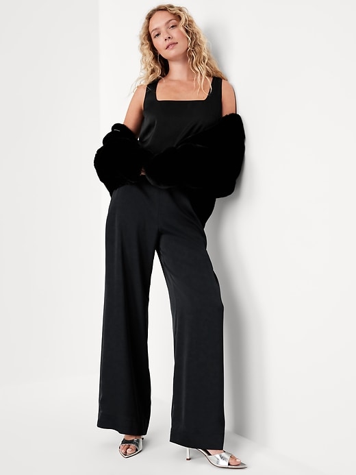 Image number 3 showing, High-Waisted Satin Super Wide-Leg Pants