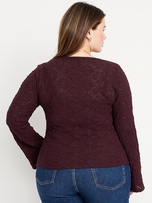 Image number 8 showing, Textured Lace Scoop-Neck Top