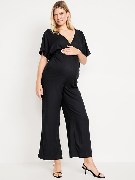 Image number 1 showing, Maternity V-Neck Crepe Jumpsuit