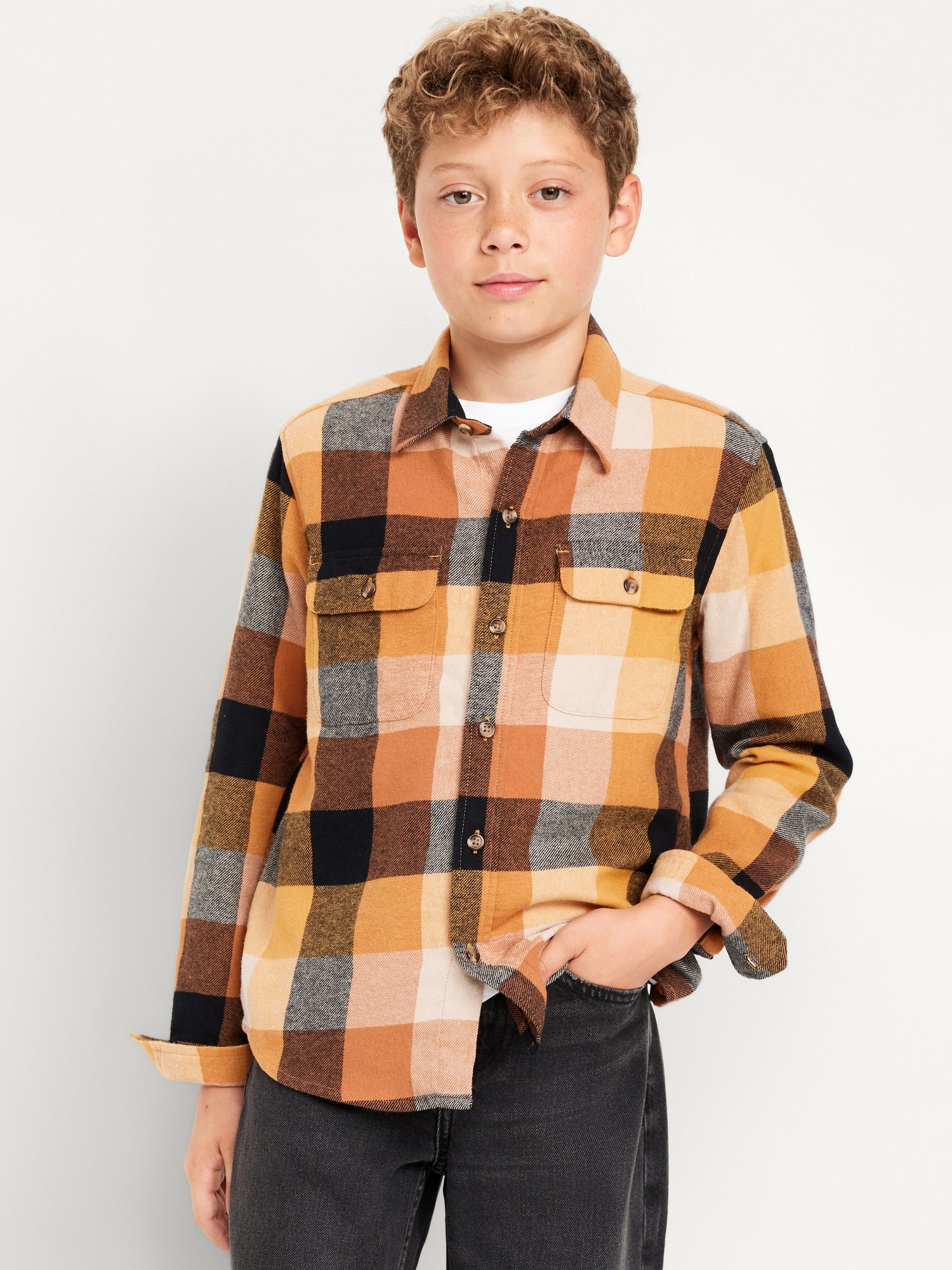 Soft-Brushed Flannel Pocket Shirt for Boys