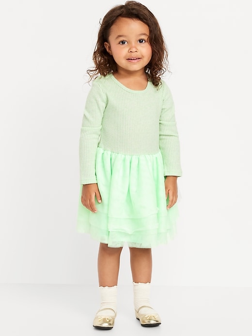 Voir une image plus grande du produit 1 de 2. Robe tutu côtelée duveteuse pour toute-petite fille