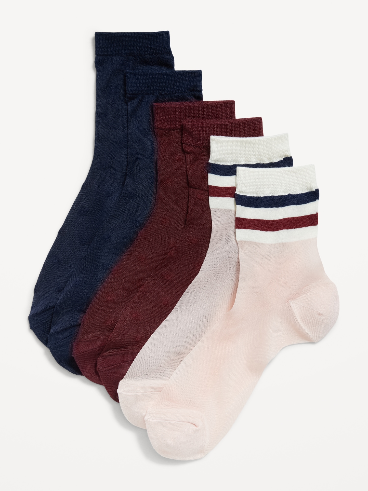 Sheer Nylon Crew Sock 3-Pack for Women