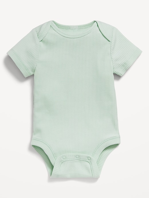 View large product image 1 of 2. Short-Sleeve Ribbed Bodysuit for Baby