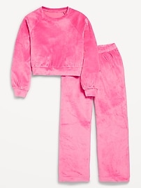 View large product image 3 of 4. Velour Crew-Neck Sweatshirt and Straight-Leg Pants Set for Girls