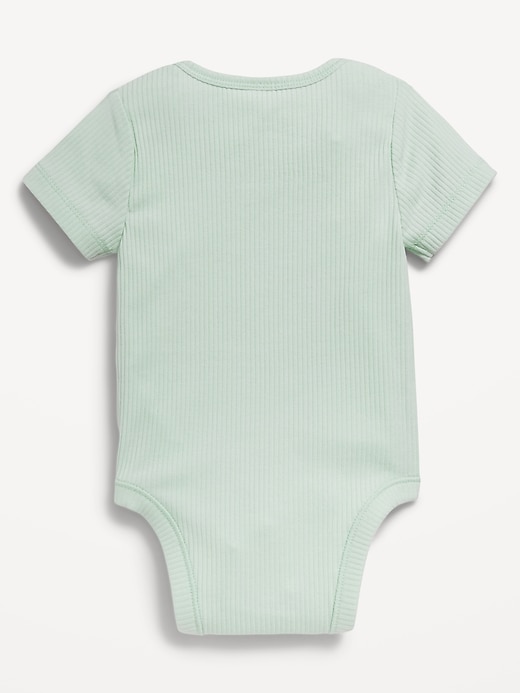 View large product image 2 of 2. Short-Sleeve Ribbed Bodysuit for Baby