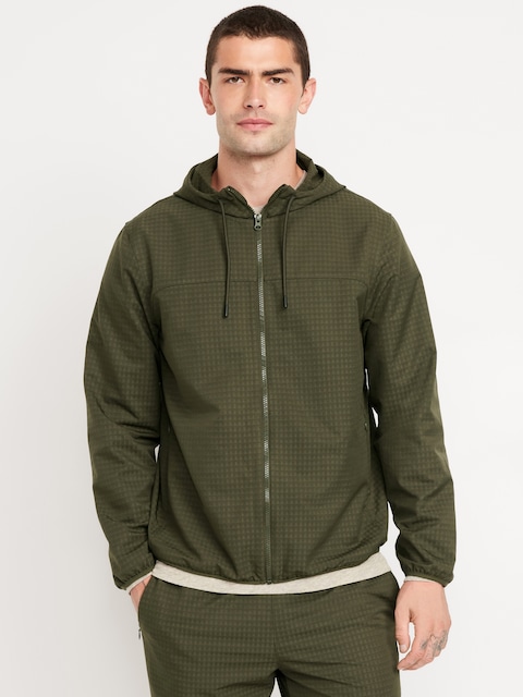 Veste à capuchon performance en tissu texturé
