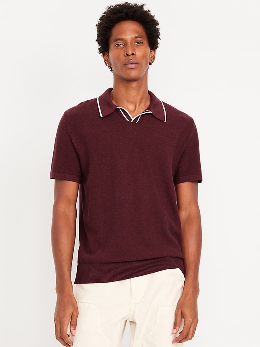 Image number 1 showing, Tipped Collar Polo Sweater