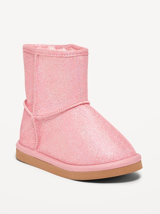 Voir une image plus grande du produit 1 de 4. Bottes scintillantes doublées de fausse fourrure pour Toute-petite fille