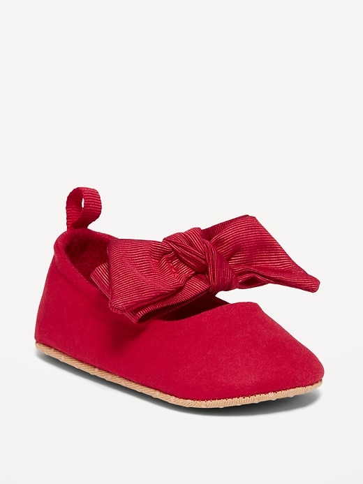 Voir une image plus grande du produit 1 de 4. Ballerines en toile à nœud pour bébé