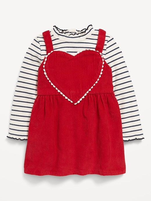 View large product image 1 of 3. Printed Mock-Neck Top and Corduroy Heart Dress Set for Baby