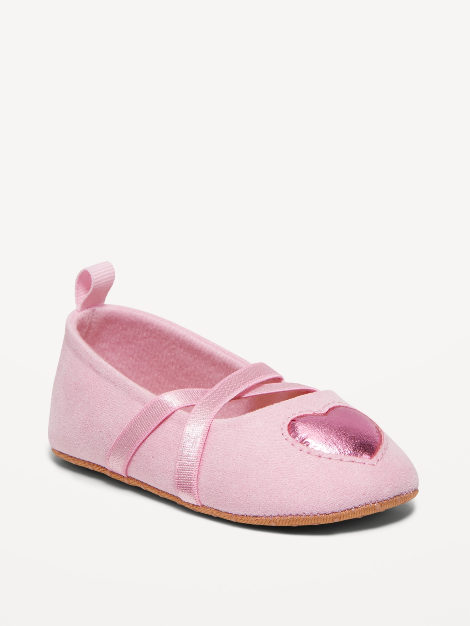 Faux-Suede Metallic Heart Ballet Flat Shoes for Baby