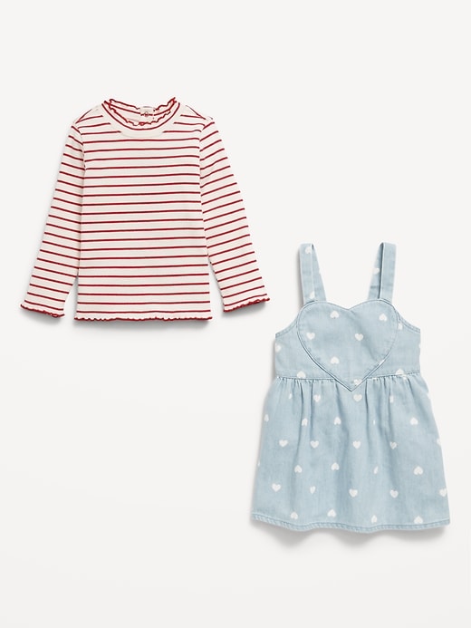 Image number 3 showing, Printed Mock-Neck T-Shirt and Jean Dress Set for Baby