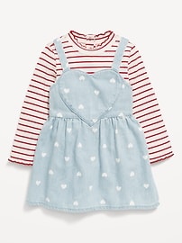 Image number 2 showing, Printed Mock-Neck T-Shirt and Jean Dress Set for Baby
