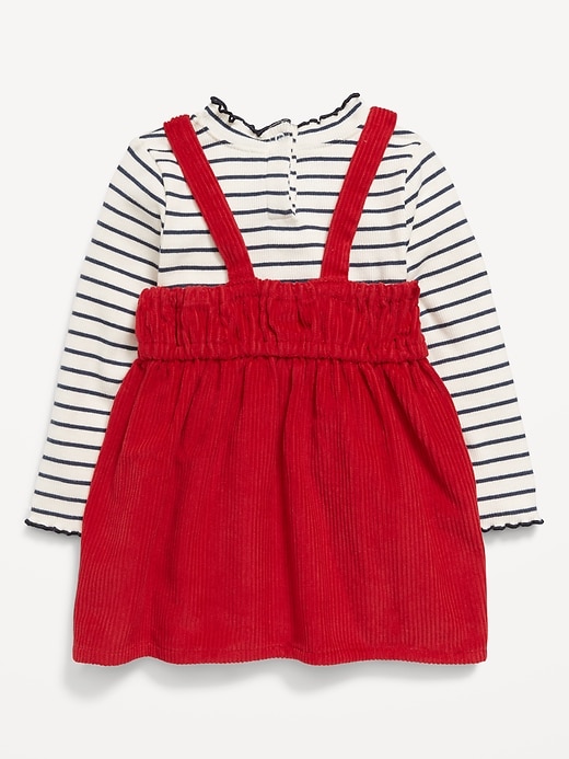 View large product image 2 of 3. Printed Mock-Neck Top and Corduroy Heart Dress Set for Baby