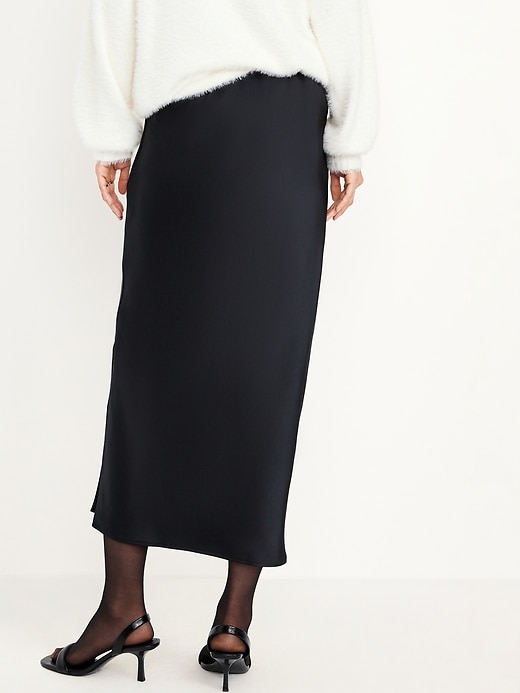 Image number 2 showing, High-Waisted Satin Midi Slip Skirt