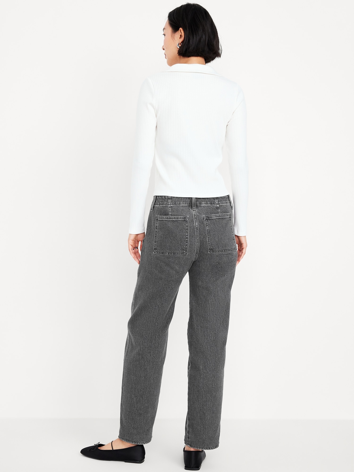 Mid-Rise Boyfriend Loose Utility Jeans