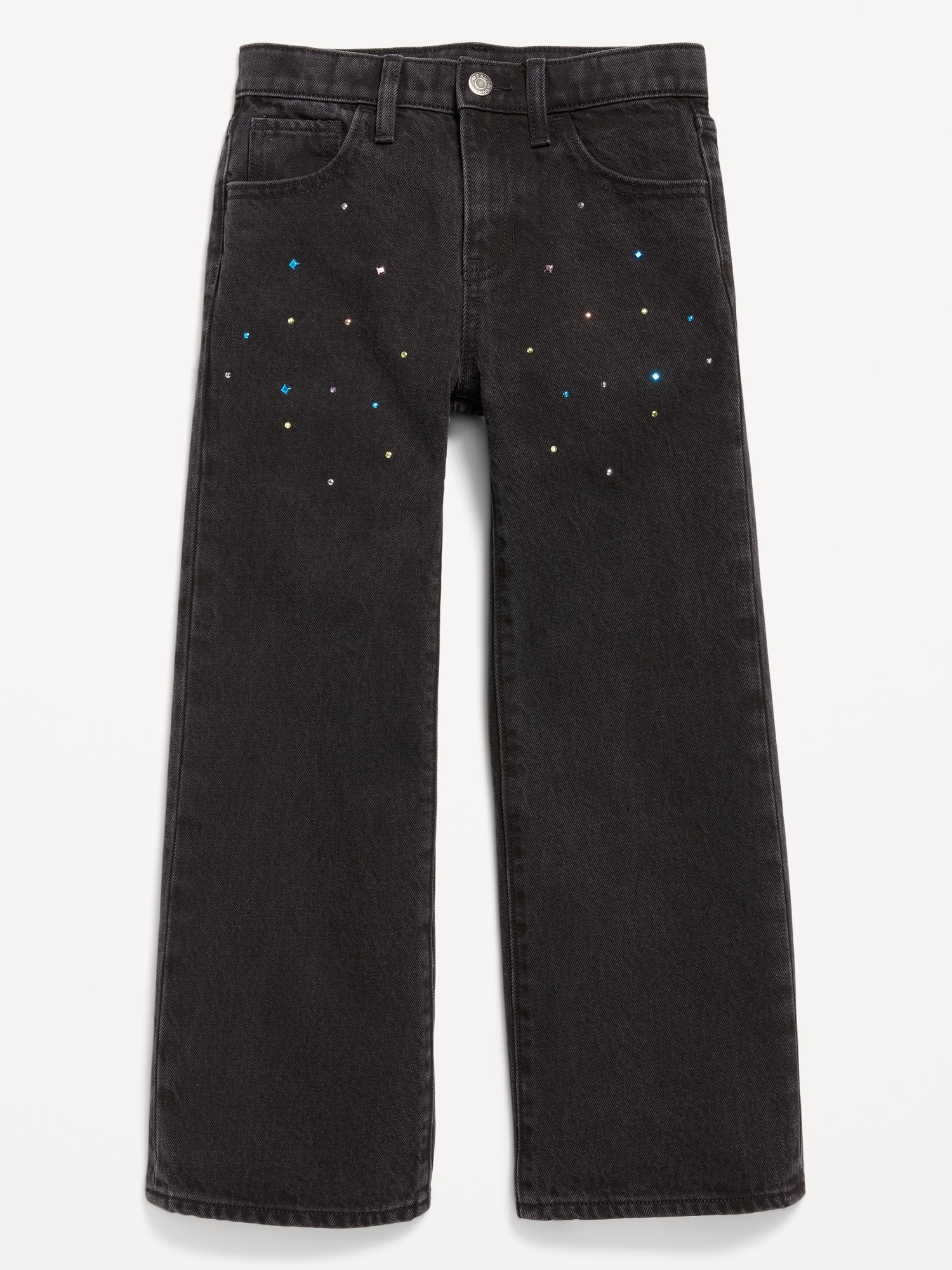 High-Waisted Baggy Studded Flare-Leg Jeans for Girls