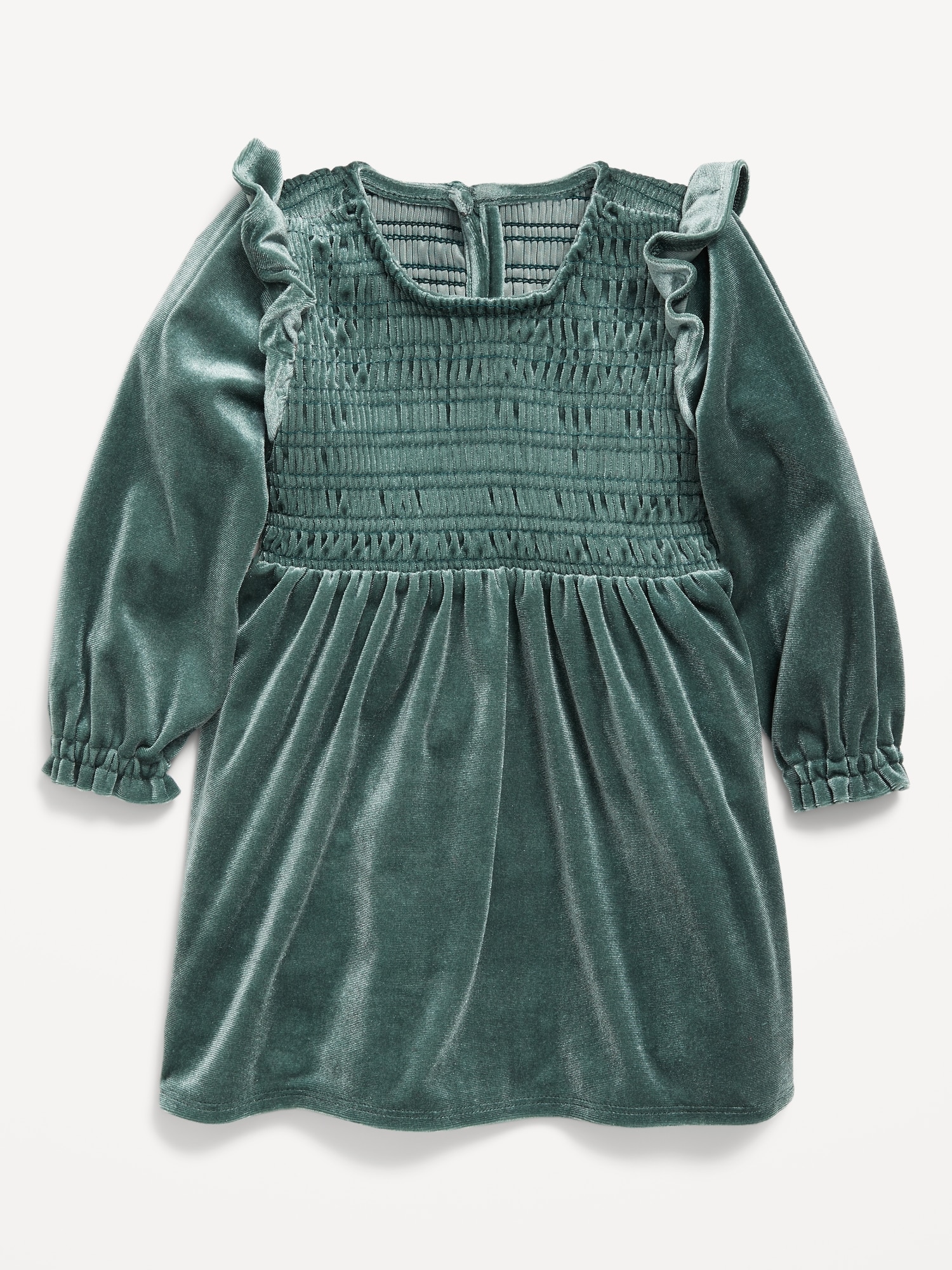 Ruffled Smocked Velvet Dress for Baby