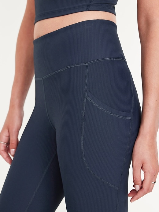 Image number 3 showing, High-Waisted PowerSoft Ribbed Leggings