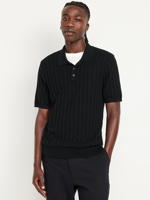 Polo en tricot côtelé