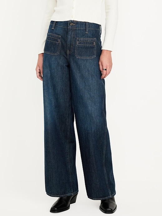 Image number 8 showing, High-Waisted Baggy Wide-Leg Trouser Jeans