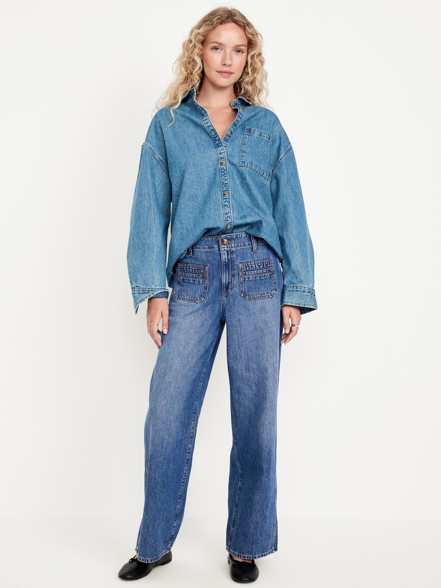 High-Waisted Baggy Wide-Leg Trouser Jeans