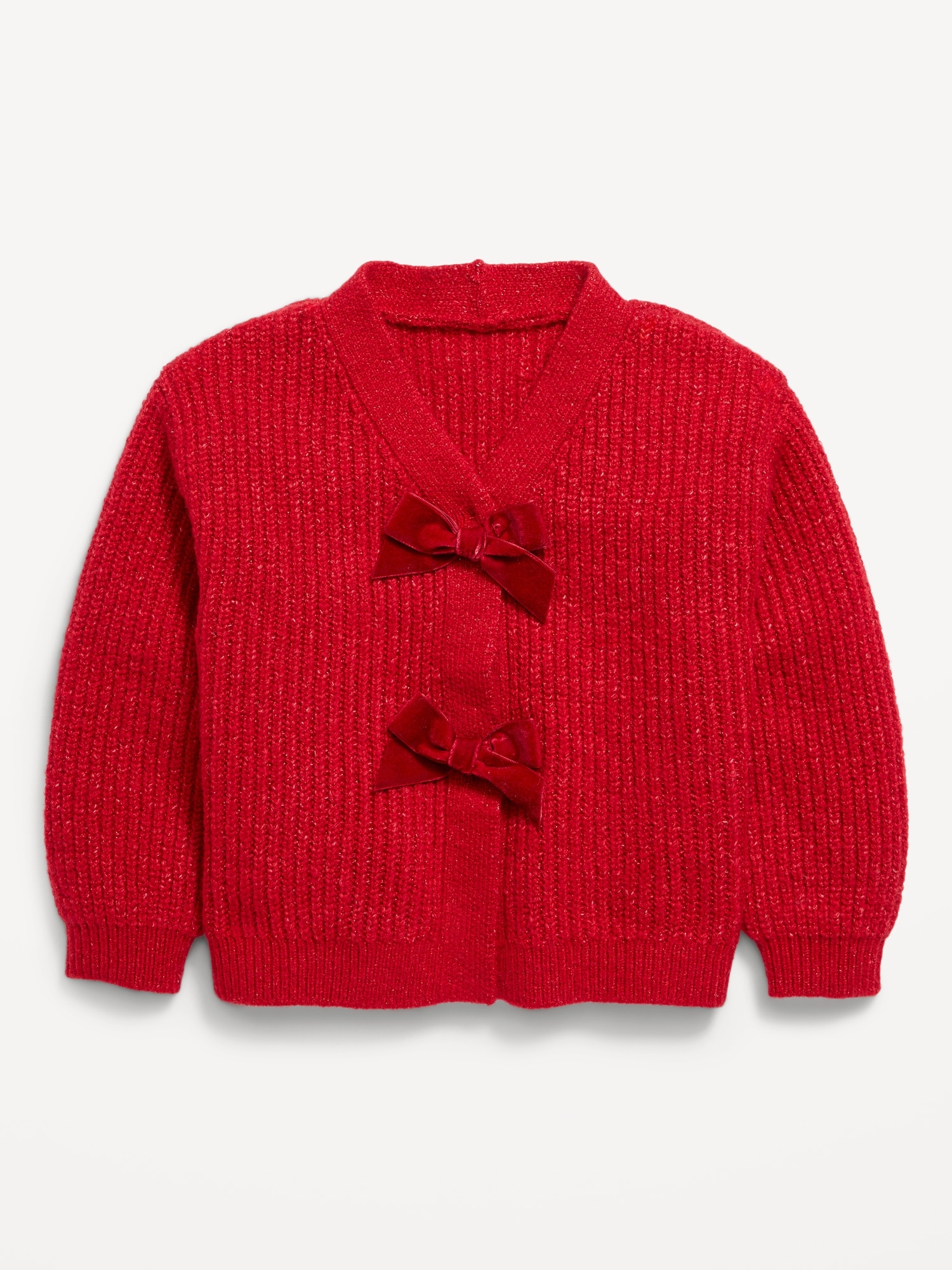 Cardigan en tricot côtelé à double nœud pour toute-petite fille