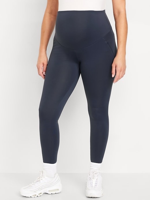 Image number 1 showing, Maternity Full-Panel PowerSoft Coze Edition Fleece-Lined 7/8 Leggings