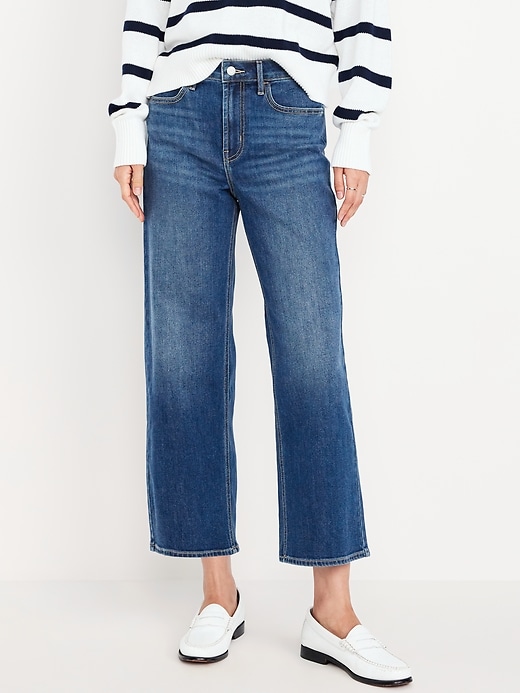 Image number 2 showing, High-Waisted Wow Crop Wide-Leg Jeans