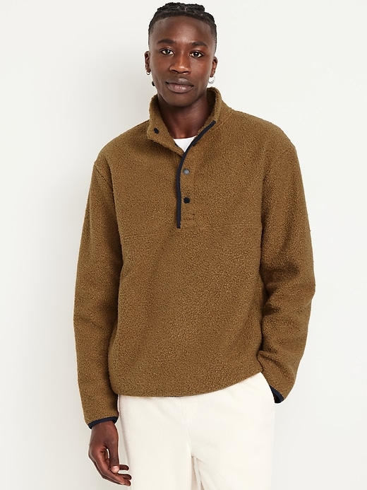 Image number 1 showing, Bouclé Sherpa Quarter-Snap Pullover