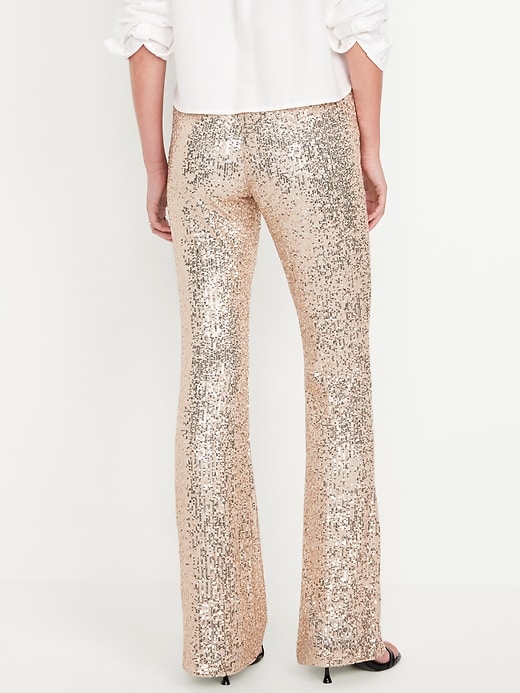 L'image numéro 2 présente Pantalon Pixie évasé à taille haute à paillettes