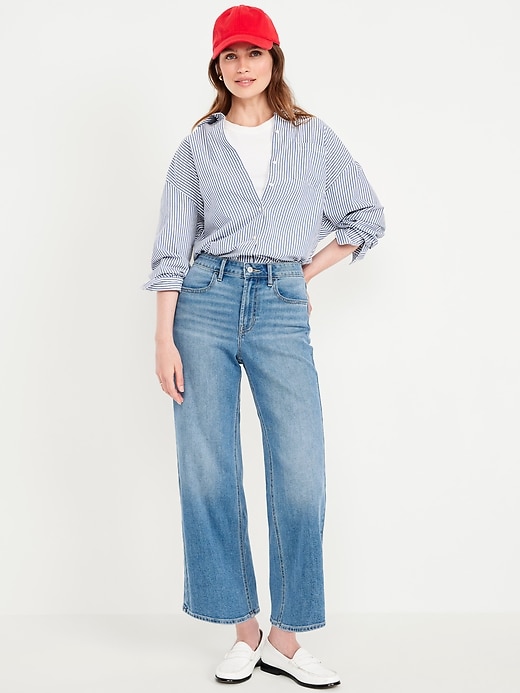 Image number 1 showing, High-Waisted Wow Crop Wide-Leg Jeans