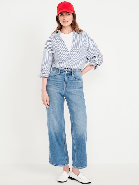 High-Waisted Wow Crop Wide-Leg Jeans