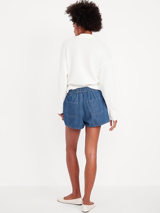 Image number 2 showing, High-Waisted Baggy Jean Shorts