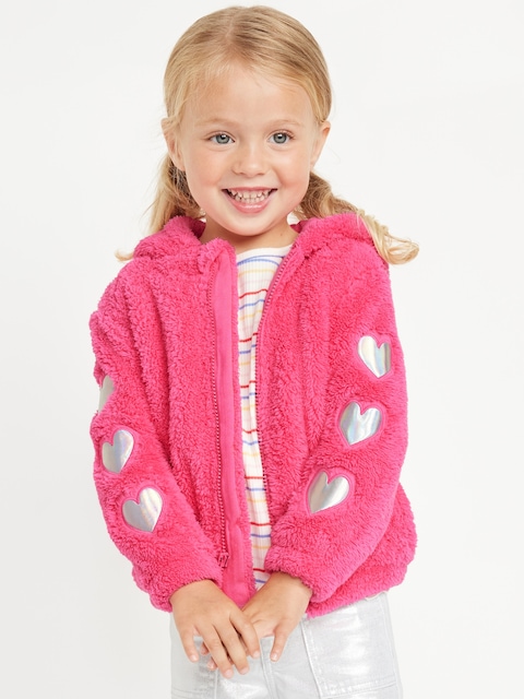 Sherpa Full-Zip Applique Jacket for Toddler Girls