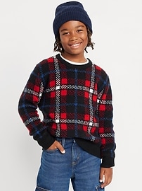 Image number 1 showing, SoSoft Crew-Neck Printed Sweater for Boys