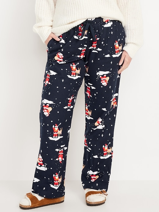 Image number 5 showing, Mid-Rise Printed Flannel Pajama Pants