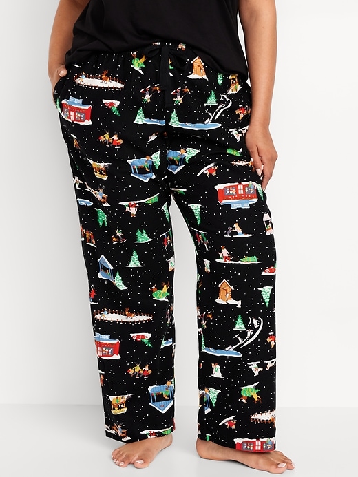 Image number 7 showing, Mid-Rise Printed Flannel Pajama Pants