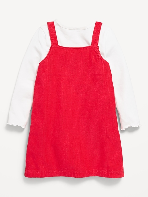 View large product image 2 of 3. Sleeveless Corduroy Heart Dress and T-Shirt Set for Toddler Girls