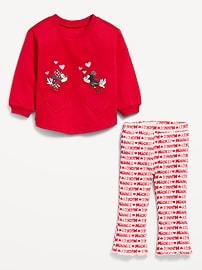 Voir une image plus grande du produit 3 de 4. Ensemble chandail en coton ouaté et legging Minnie et Mickey Mouse de Disney&#169 pour bébé