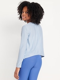 Image number 2 showing, Long-Sleeve Curved-Hem Performance Top for Girls