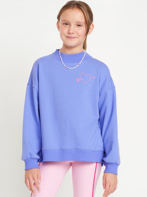 Mock-Neck Tunic Sweatshirt for Girls - Evening Glory