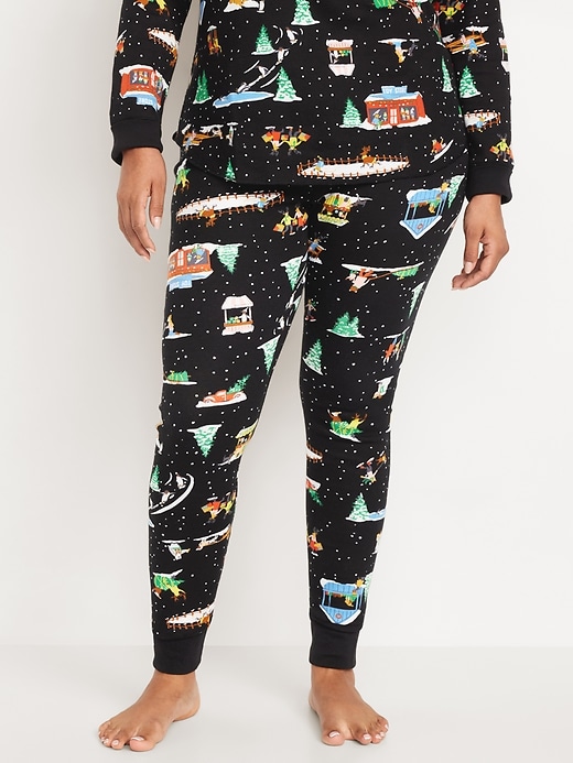 L'image numéro 7 présente Legging de pyjama gaufré à taille haute et à motif