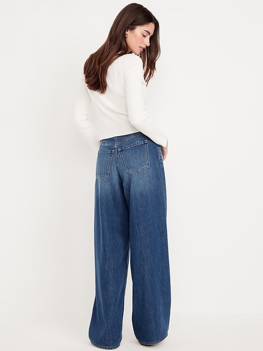 Image number 8 showing, High-Waisted Baggy Wide-Leg Studded Jeans