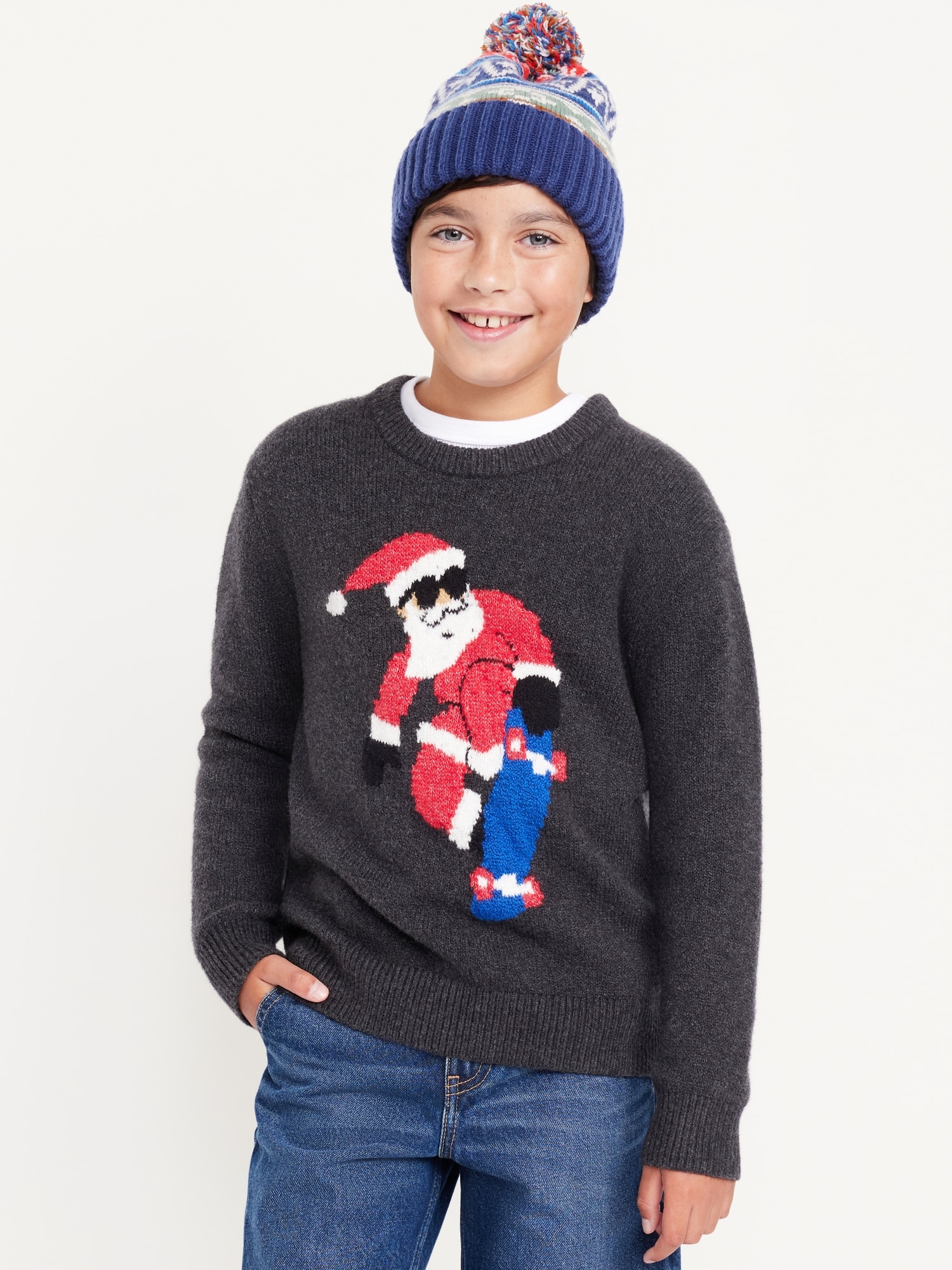 SoSoft Crew-Neck Printed Sweater for Boys