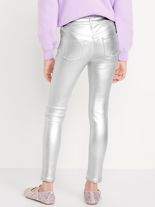 View large product image 2 of 5. High-Waisted Rockstar 360° Stretch Silver Shine Jeggings for Girls