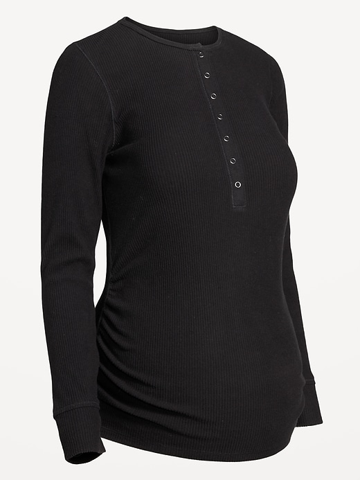 Image number 1 showing, Maternity Long-Sleeve Henley T-Shirt